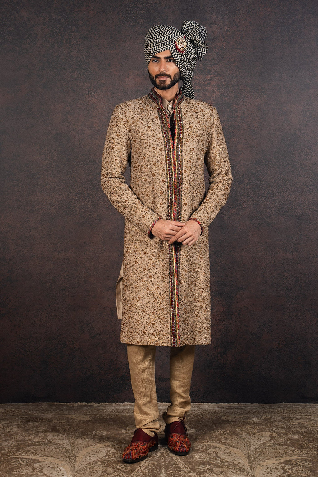 Antique Gold Sherwani Set | MURAQQA