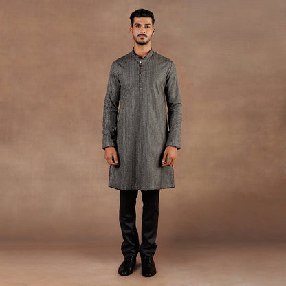 Antique Silver - Black Kurta Set | EAST