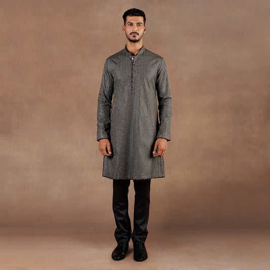 Antique Silver - Black Kurta Set | EAST