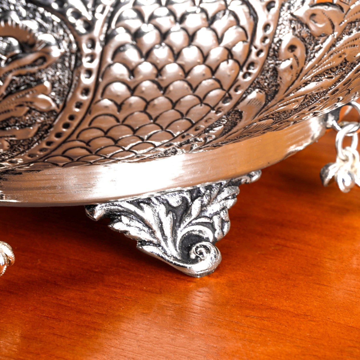 Antique Pure Brass Urli With Silver Polish For Temple 23cm