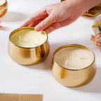 Floral Gold Double Wick Scented Candle Set Of 2