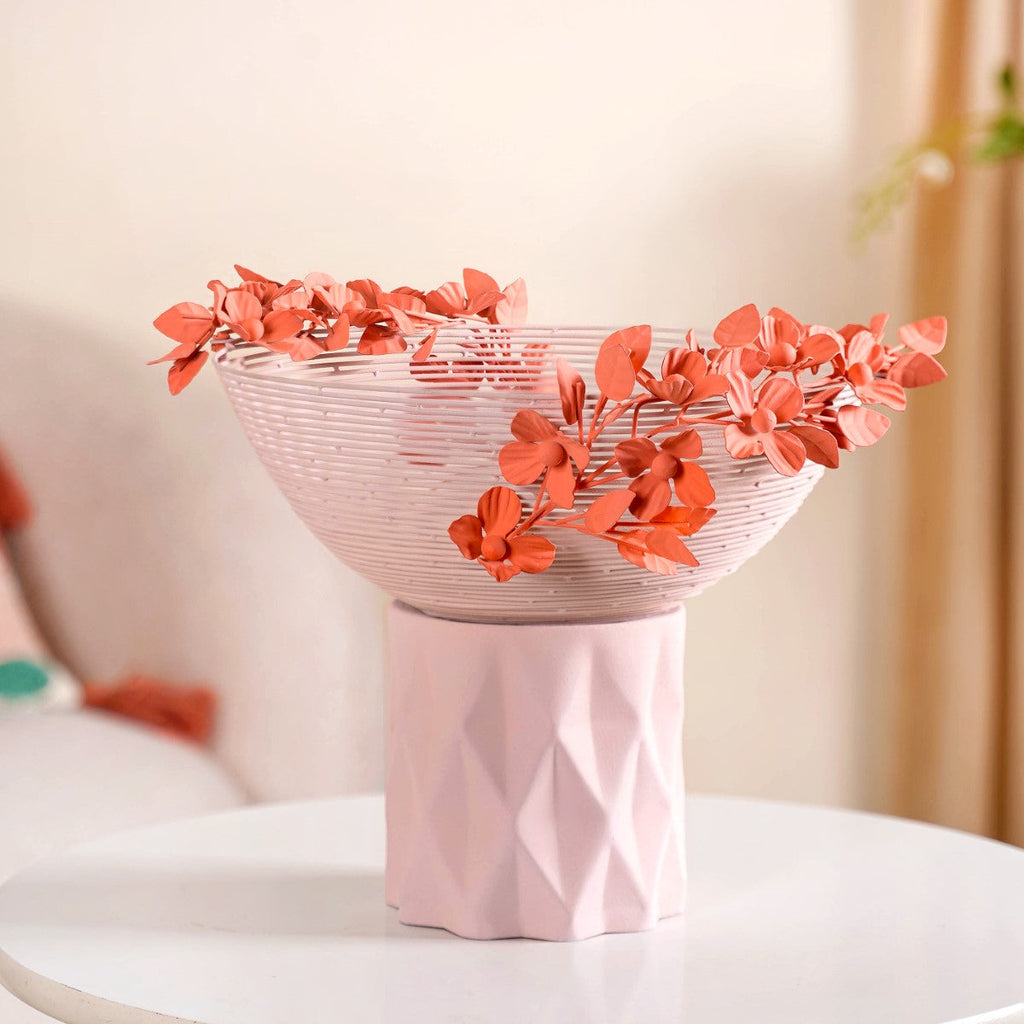 Bloom Basket Pink Pedestal Decorative Bowl