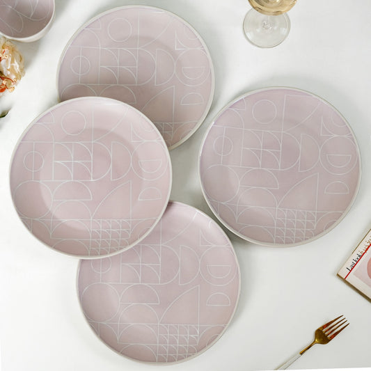 Monvia Modern Art Deco Light Mauve Dinner Plate Set Of 4 10 Inch