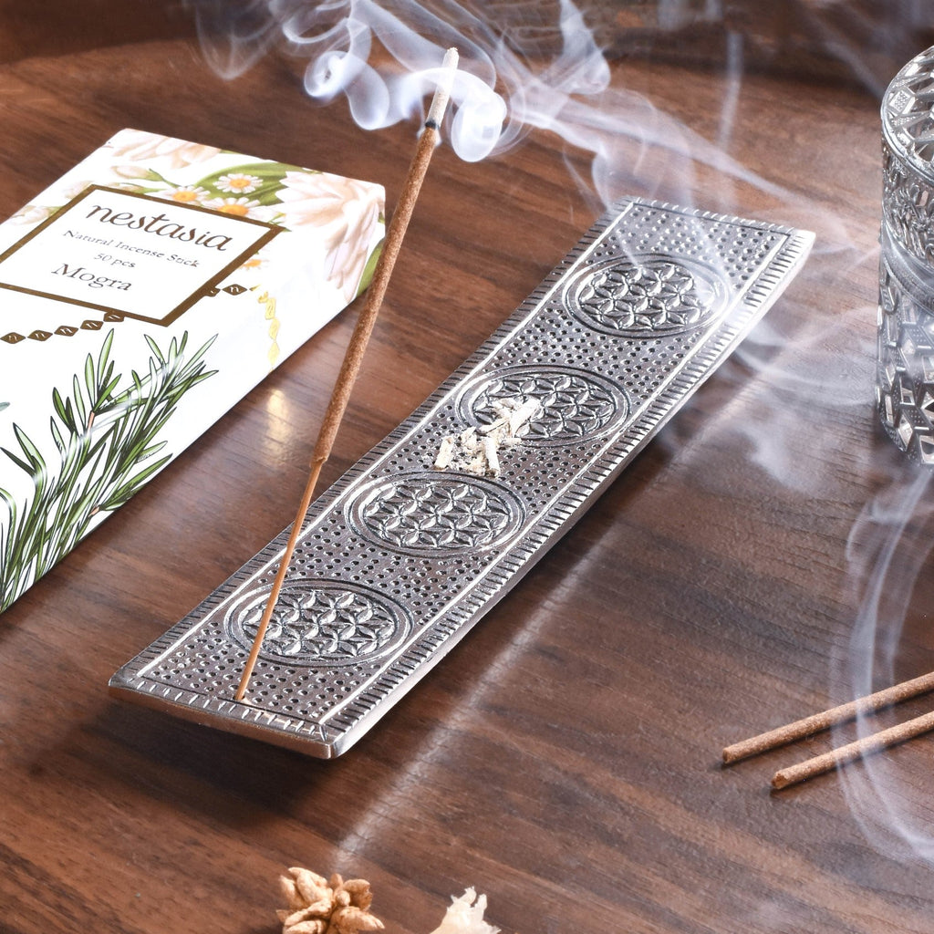 Ash Catcher Metal Agarbatti Stand With Mogra Incense Sticks