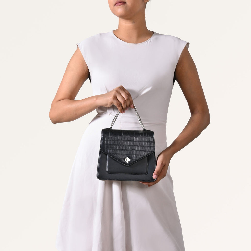 Croco Black Sling Bag
