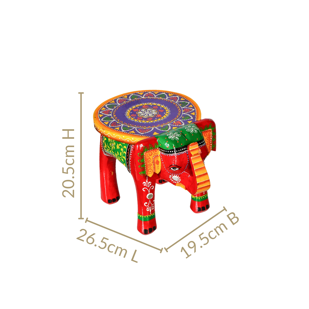 Heritage Carved Wood Elephant Decor Riser