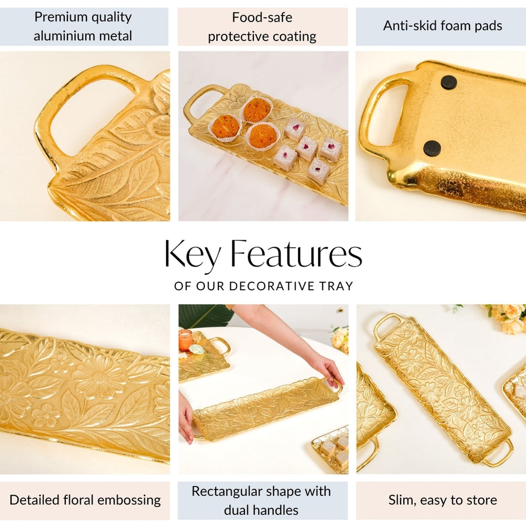 Decorative Royalcore Long Gold Tray