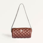 Brown Mini Barrel Bag With Sling Chain