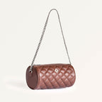 Brown Mini Barrel Bag With Sling Chain