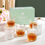 Basket Weave Embossed Whiskey Rocks Glass Set Of 6 230ml