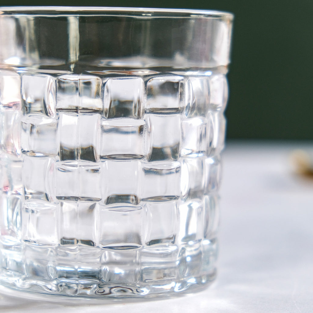 Basket Weave Embossed Whiskey Rocks Glass Set Of 6 230ml