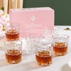 Basket Weave Textured Luxury Whiskey Glass Large Set Of 6 310ml