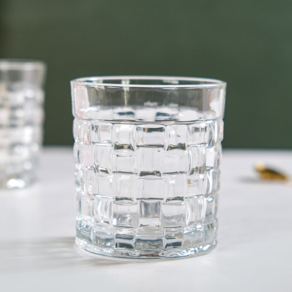 Basket Weave Textured Luxury Whiskey Glass Large Set Of 6 310ml