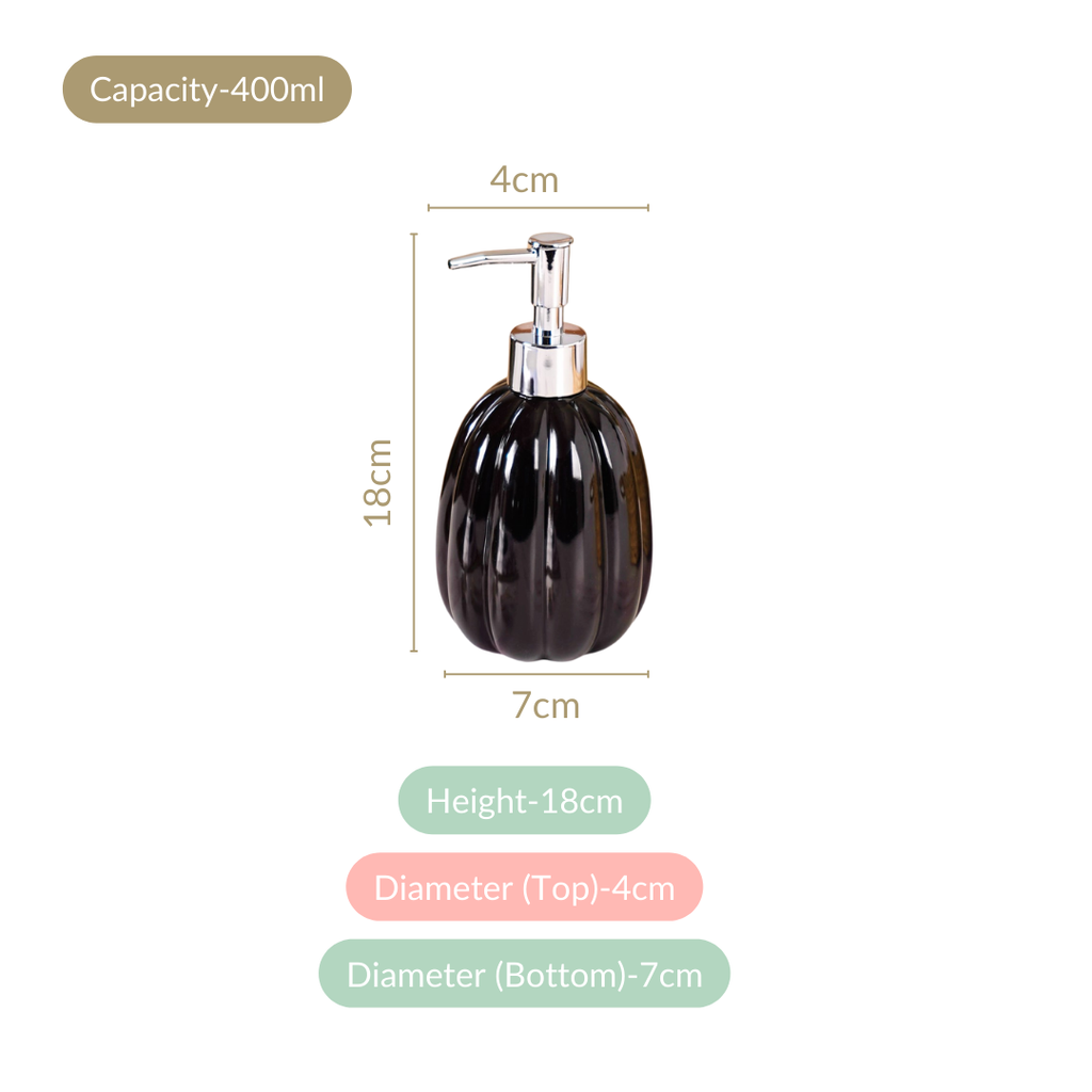 Ribbed Glossy Liquid Dispenser Black 400ml