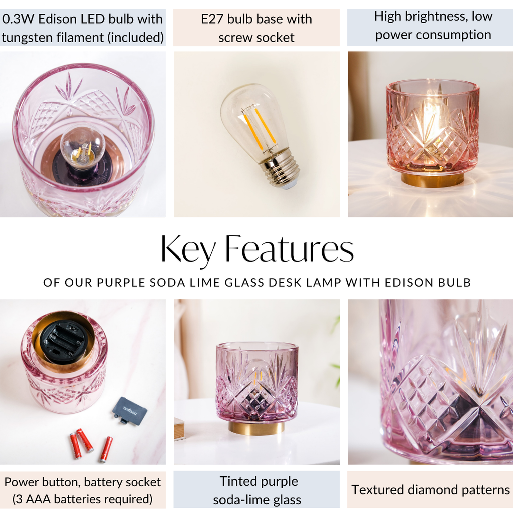 Purple Decorative Glass Lamp