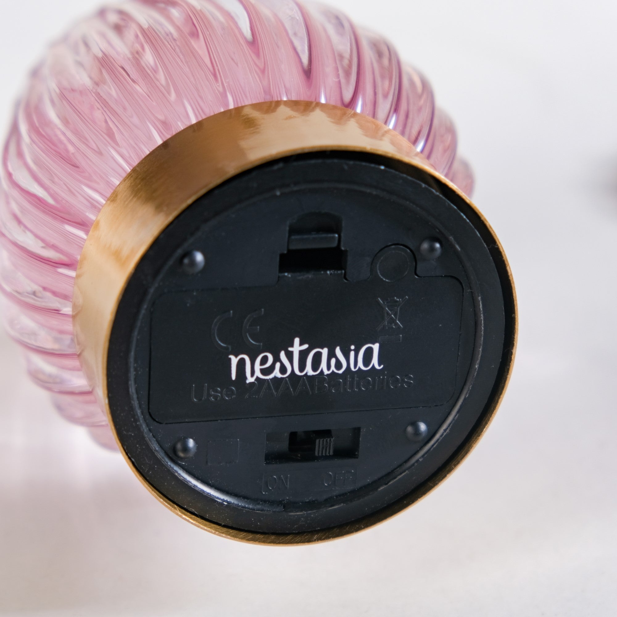 Ribbed Glass Tulip Battery LED Table Lamp