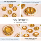 Beaded Festive Tea Light Holders Set Of 6