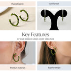 Beaded Green Hoop Earrings