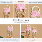 Beaded Lotus Wall Hanging Set Of 2 In Pink