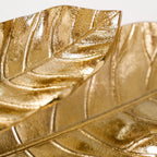 Double Layer Mango Leaf Metal Tray Gold