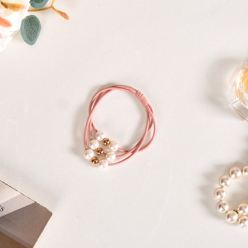 Knotted Faux Pearl Scrunchie Set Of 5