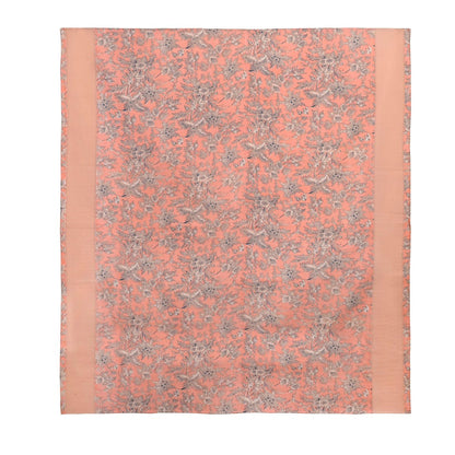 Floral Quilted Cotton King Size Bed Cover Peach Pink 102x93 Inch