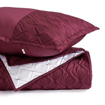 Marsala  Embroidered 210TC Cotton Bed Cover With 2 Pillow Covers