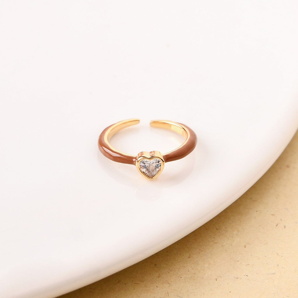 Brown And Gold Heart Ring