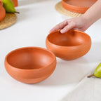 Bengal Clay Terracotta Large Serving Bowls Set Of 2 700ml