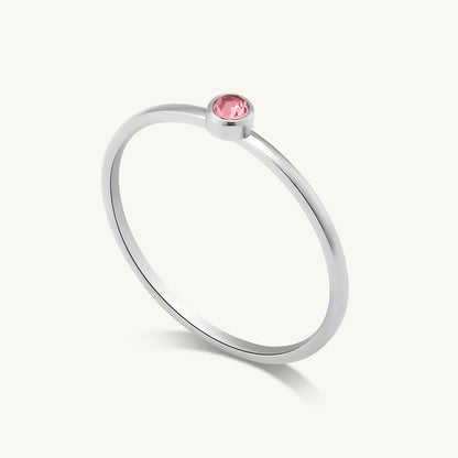 Cute Birthstone Ring | 18k White Gold Plated