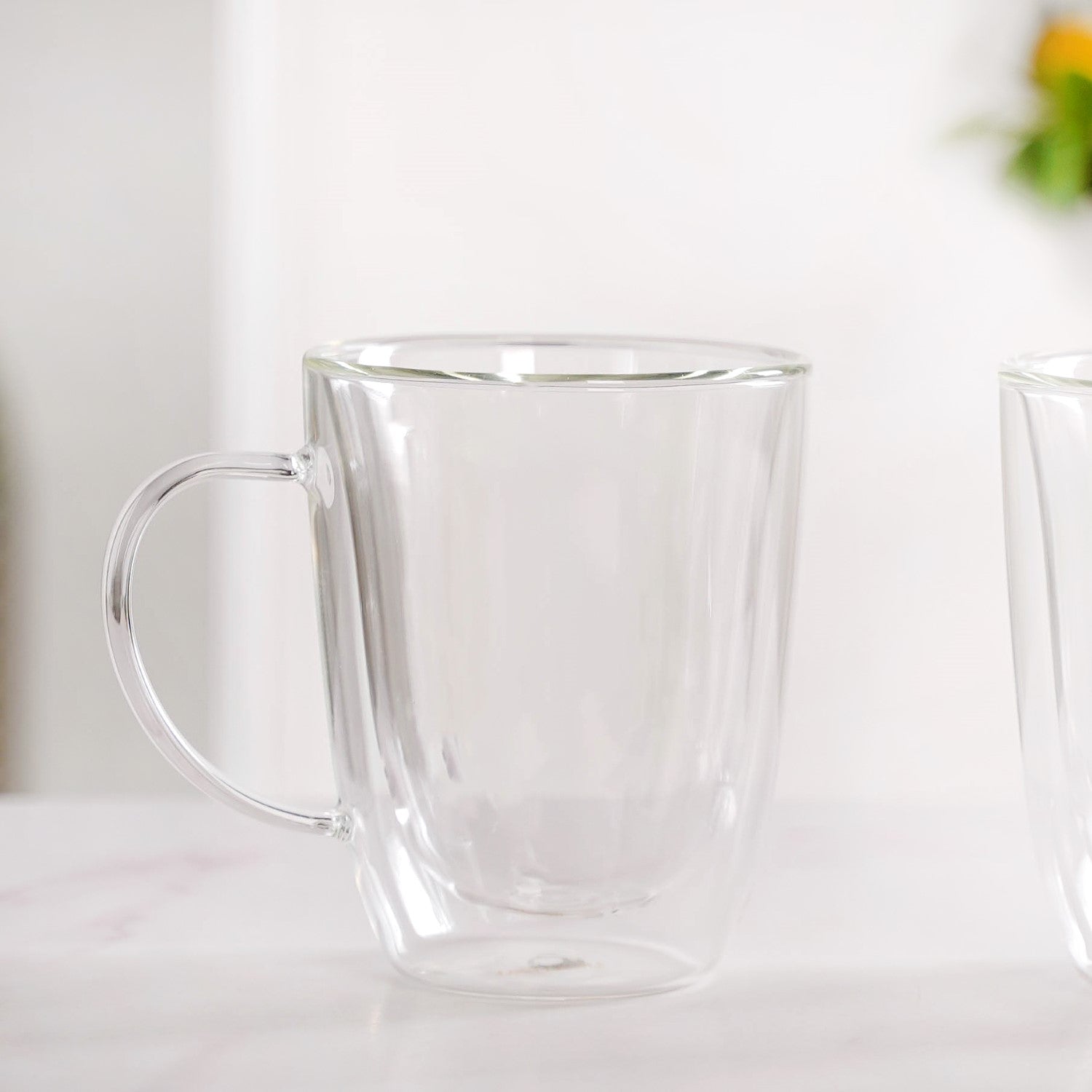 Bistro Style Double Wall Glass Coffee Mugs Set Of 2 300ml