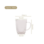 Bistro Style Double Wall Glass Coffee Mugs Set Of 2 300ml