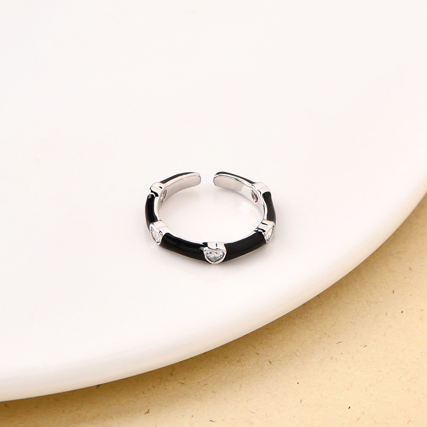 Black And Silver Statement Stone Ring