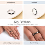 Black And Silver Statement Stone Ring