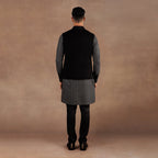 Black- Chevron Nehru Jacket Set | EAST