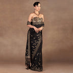 Black Chevron Saree Set | EAST