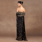 Black Chevron Saree Set | EAST