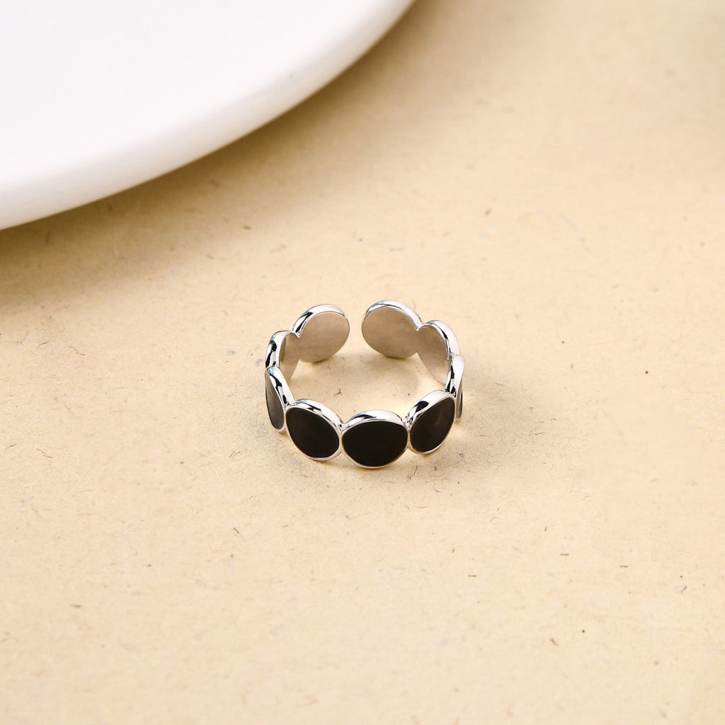 Black Enamel Silver Ring