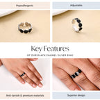 Black Enamel Silver Ring