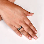 Black Enamel Silver Ring