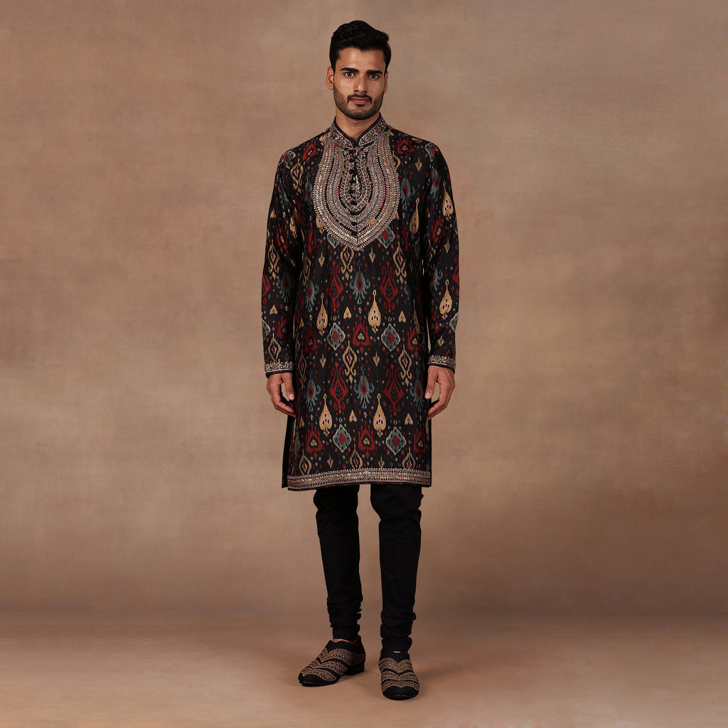 Black Ikat Kurta Set | EAST