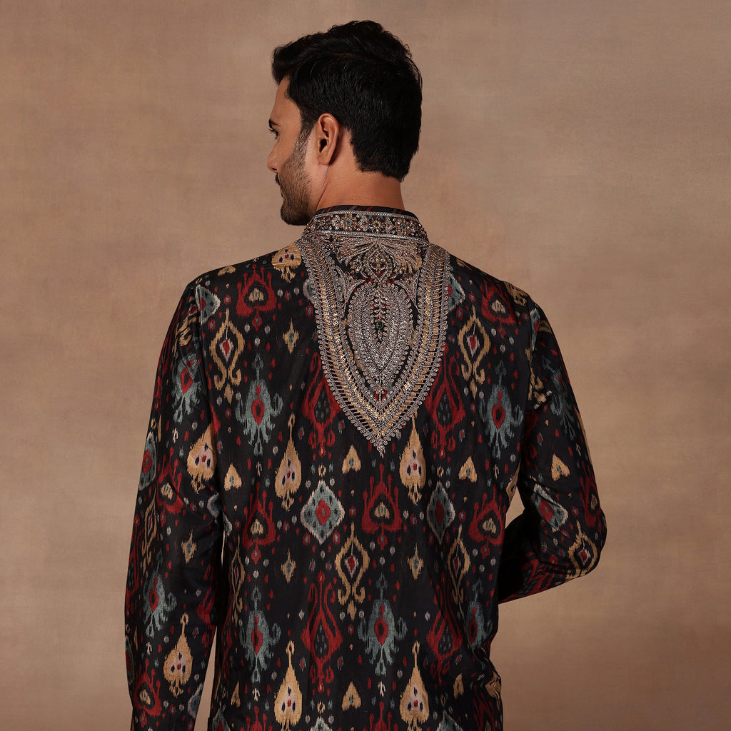 Black Ikat Kurta Set | EAST