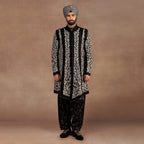 Black - Ivory Sherwani Set | EAST