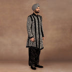 Black - Ivory Sherwani Set | EAST