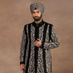 Black - Ivory Sherwani Set | EAST