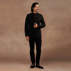 Black Tonal Embroidery Bandhgala Set | EAST