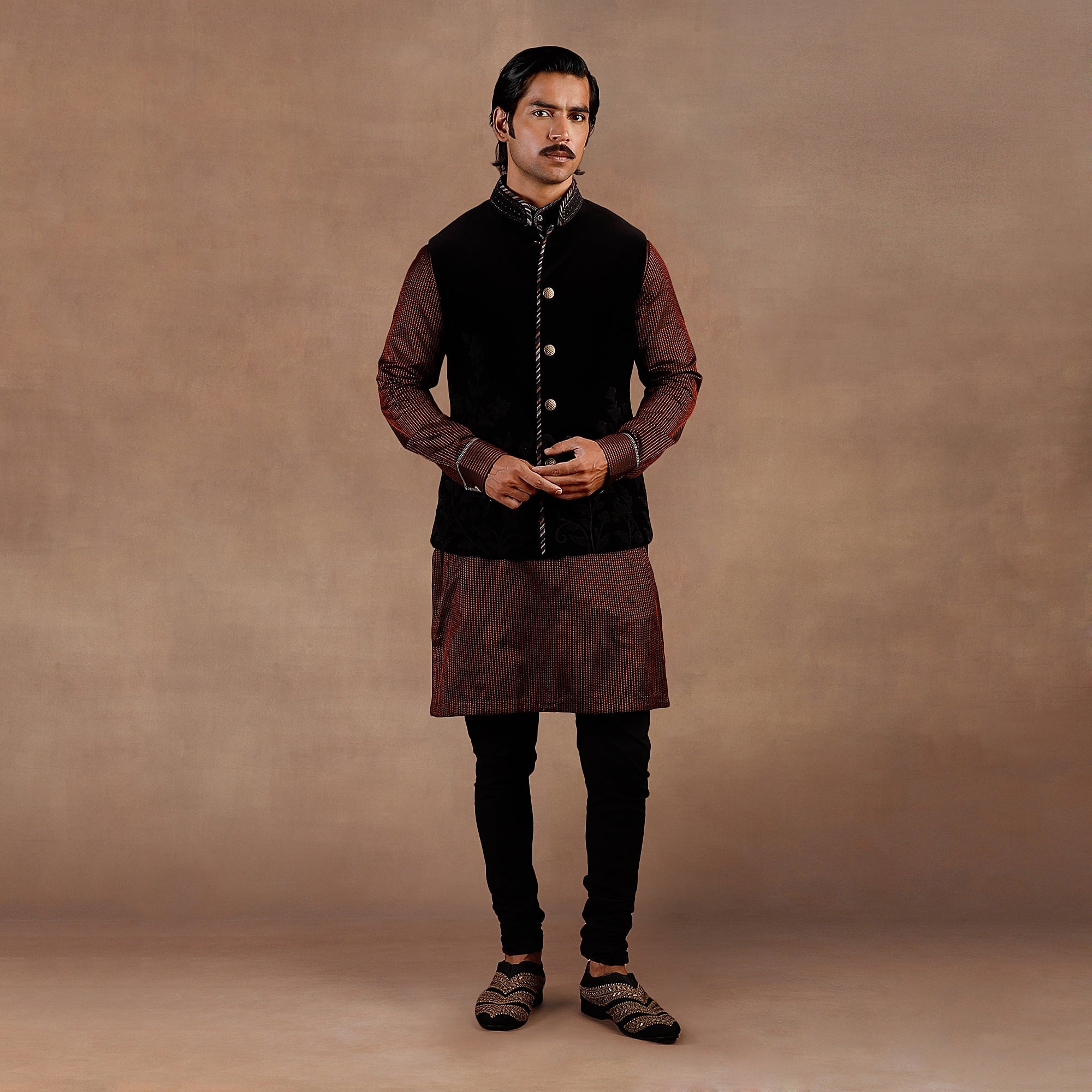 Black Velvet Nehru Jacket Set | EAST