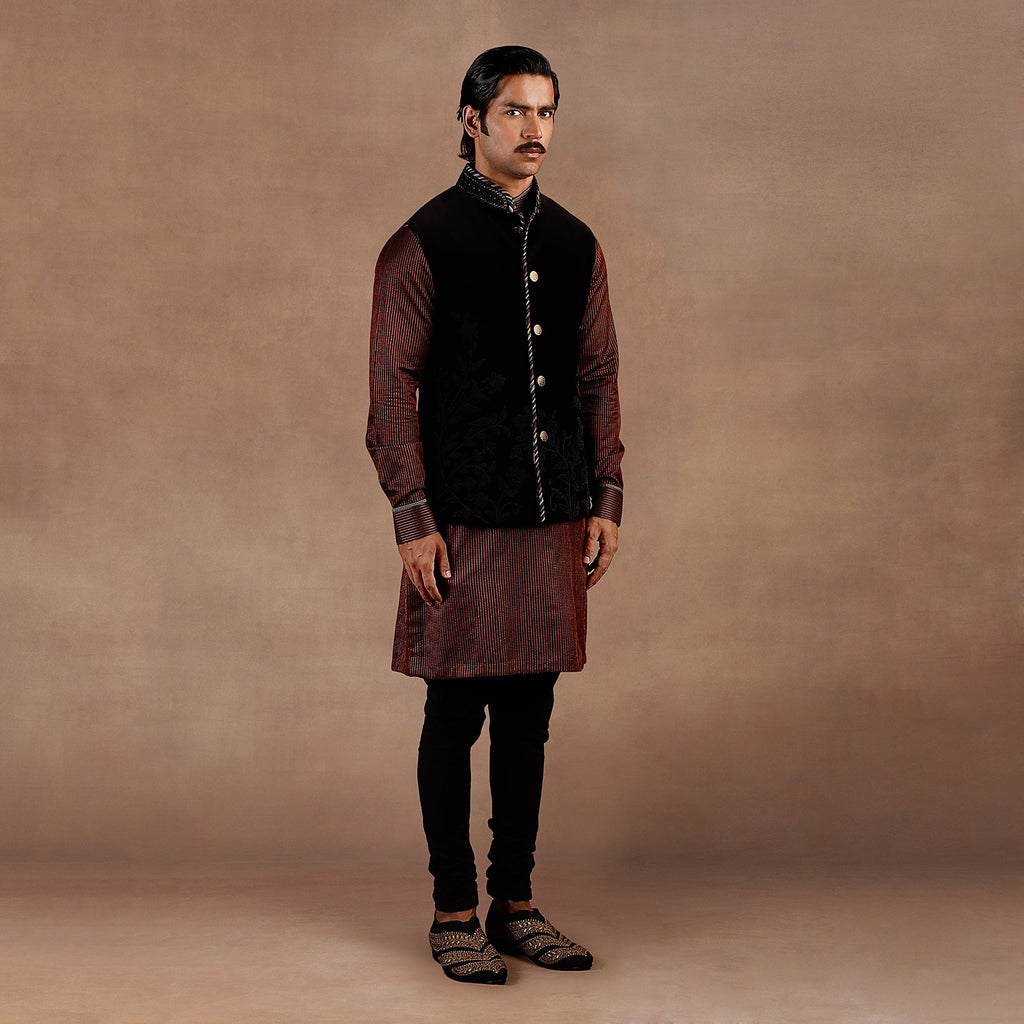 Black Velvet Nehru Jacket Set | EAST