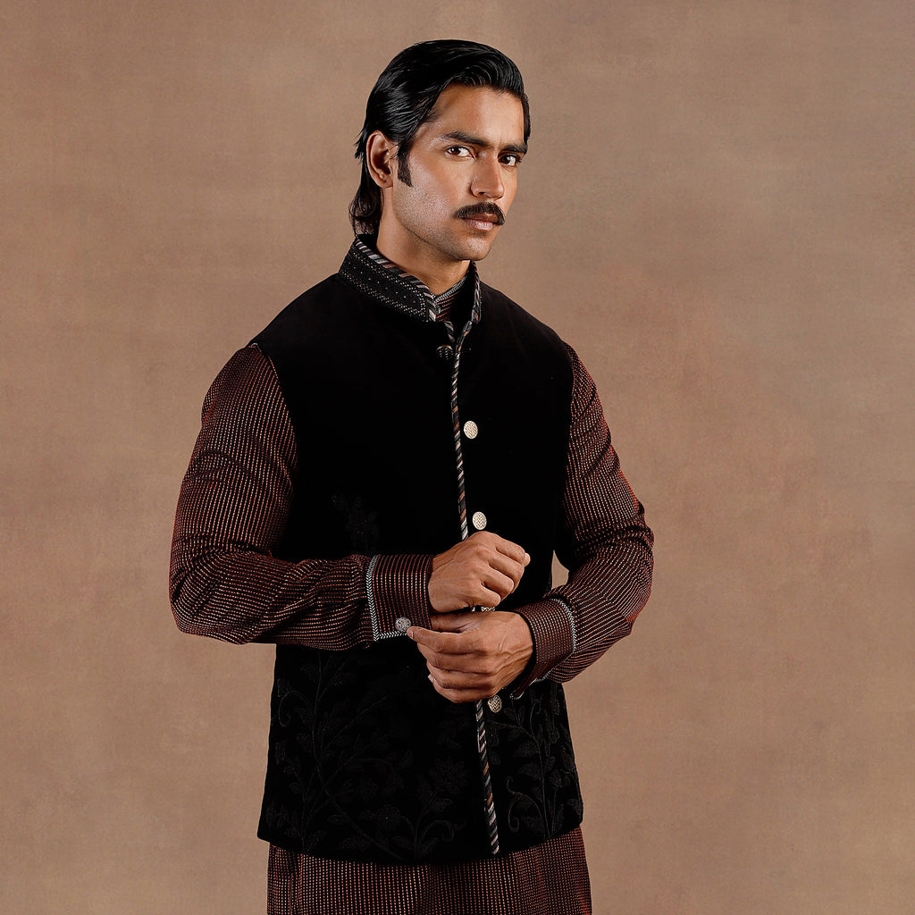 Black Velvet Nehru Jacket Set | EAST