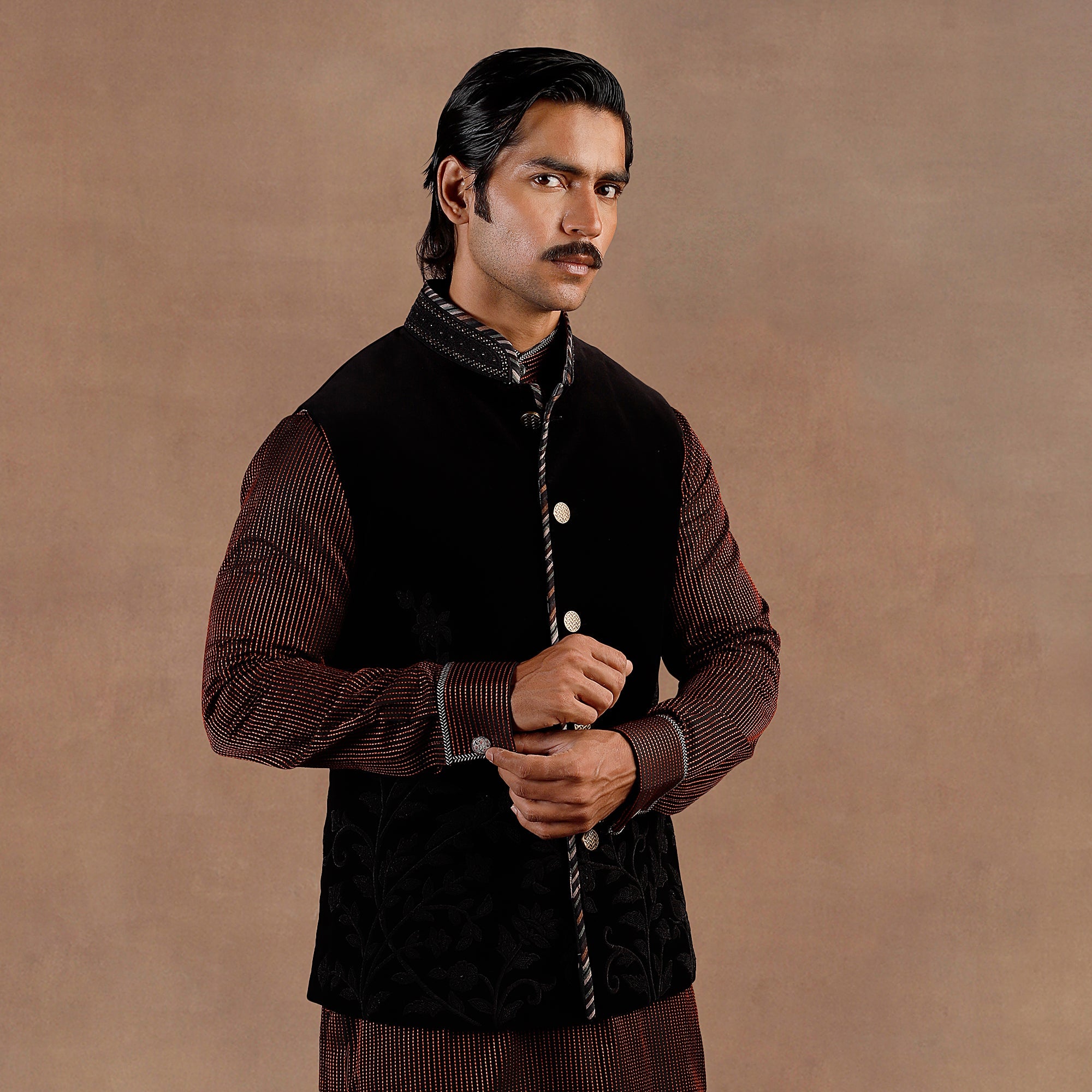 Black Velvet Nehru Jacket Set | EAST